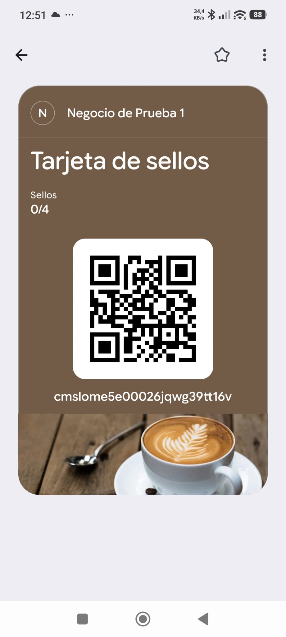 Tarjeta de fidelización Wallet de Fidelizoo en el móvil de un cliente